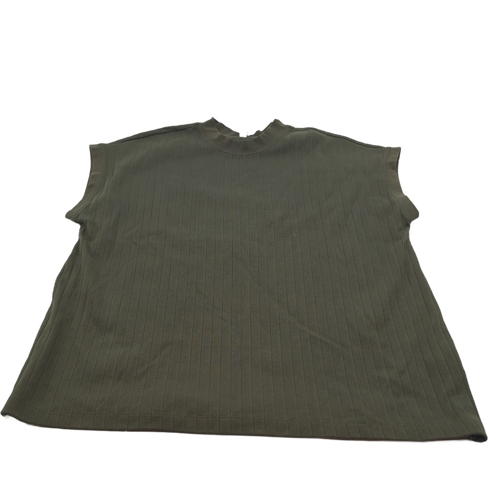 Stylus Olive Green Ribbed Mock Neck Sleeveless Top Plus Size 1X
